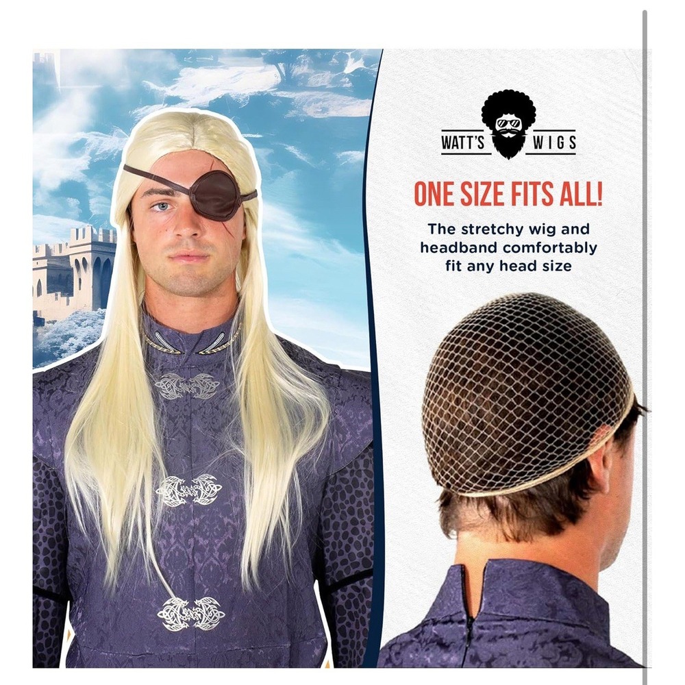 Dragon Rider Wig With Eye Patch - Picture 4 of 5